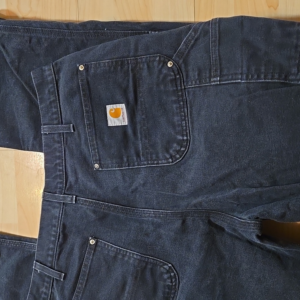 Vtg Carhartt Helmets to Hardhats Double Knee Black Work Pants B01-BLK 36x36 - Picture 3 of 16